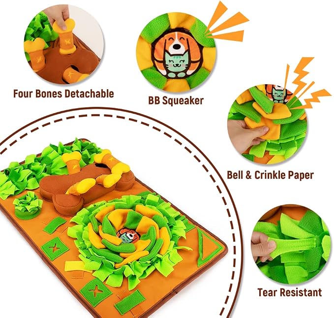 Snuffle Mat Dog Enrichment Feeding Mat | Smell Training & Slow Eating, Interactive Toy & Feed Game, Sniffing, Mental Stimulation