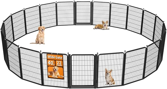 Wide Gate Dog Playpen Fence, 40in 22 Panels