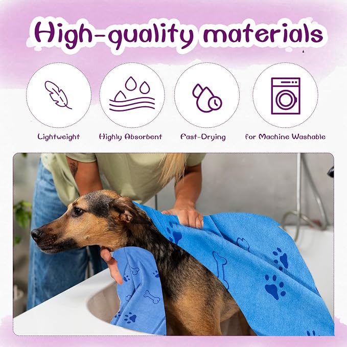 30 Pcs Dog Towels for Drying Dogs Bulk 20 x 40 Inch Quick Drying Pet Bath Towels Colorful Pet Grooming Towel Absorbent Microfiber Towel for Small Medium Large Dog Puppy Cat (Multicolor)
