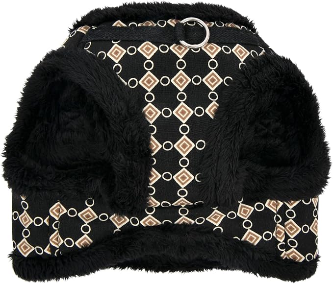 Puppia Jace Vest Dog Harness Step-in Warm Winter Diamond Pattern for Small and Medium Dog, Black, X-Large