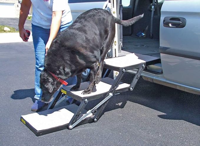 Pet Loader® XL 18" Platform, Plastic, 3-Step with Wheels