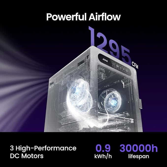 JirPet Pet Dryer Box, 170L Professional Dryer Cabin with Multi-Layer Safety | 3 DC Motors with 1295 CFM Airflow, Pet-friendly 56dB Low Noise, Auto Temp & Humidity Control, Efficient Drying for Medium Dog