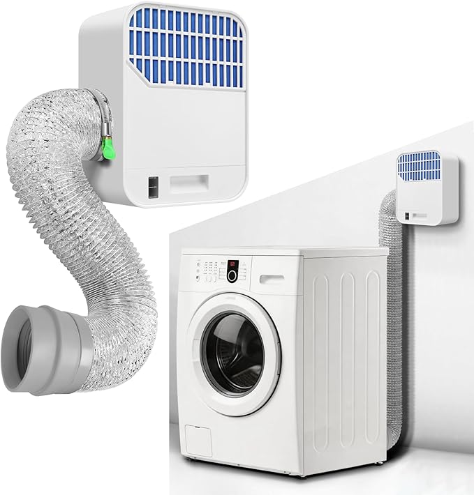 Upgraded 4 inch Dryer Vent Hose Triple Filtration System Indoor Dryer Vent Kit for Electric Dryer,Dryer Vent Inside Box,Indoor Dryer vent filter,Dryer Vent Box,Dryer Vent Lint Catcher