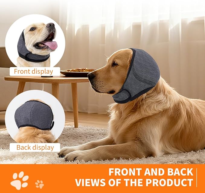 No Flap Ear Wraps for Dogs Dog Ear Muffs Noise Protection Cover Waterproof Snoods for Dogs Bathing Grooming Thunder Fireworks Doggie Hush Ear Covers French Bulldog Pointy Tight Fit Ears(L)