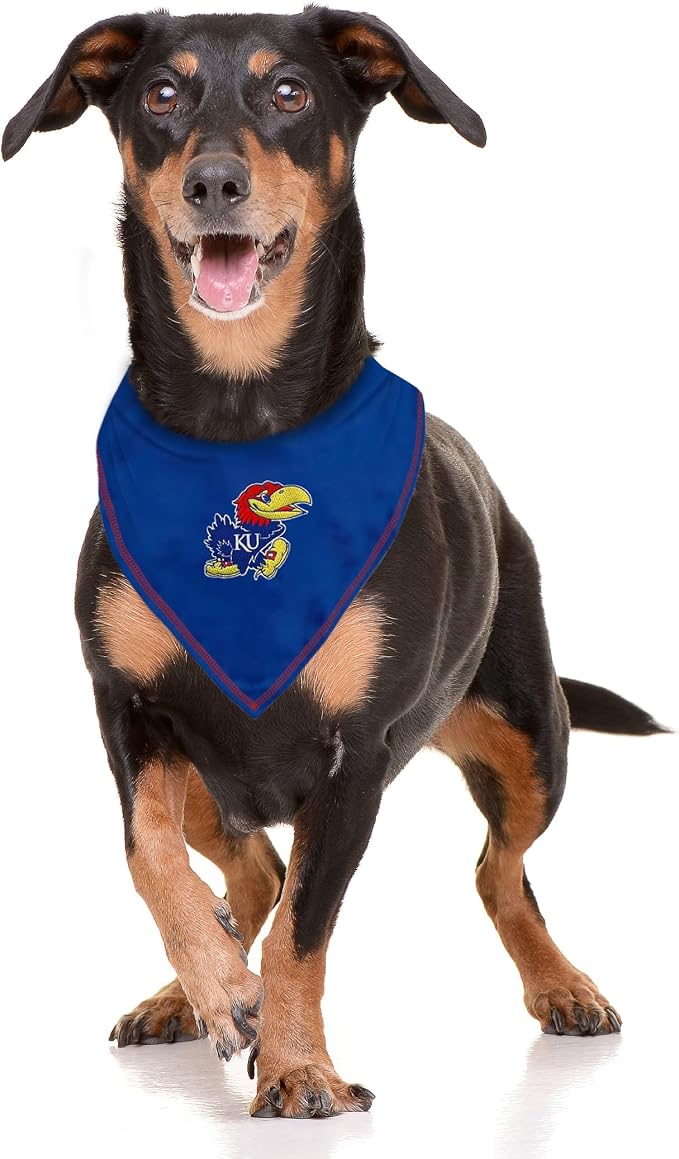 Pets First NCAA Kansas Jayhawks TIE Bandana, Size Small/Medium. Dog Bandana Scarf Bib for Pet Cat Dog. The Ultimate Game-Day, Party Bandana (Pack of 2)