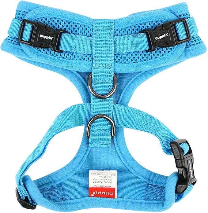 Authentic Puppia RiteFit Harness with Adjustable Neck, Sky Blue, Small