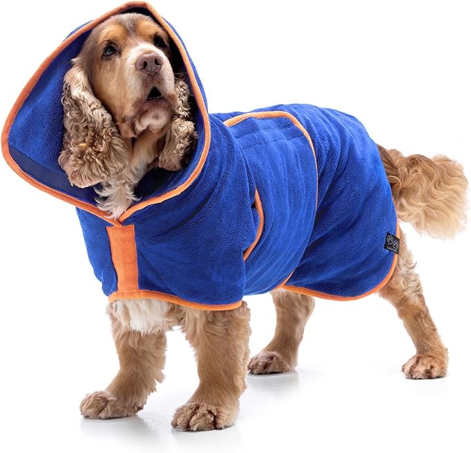 Lucky Pooch® Dog Robe - Luxurious Dog Bathrobe - Ultra Absorbent Dries Your Dogs in Minutes! Double-Layer, Super Soft Towel and Bath Robe All in One (XXXL, Royal Blue)