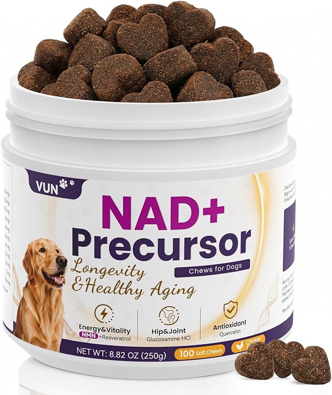 VUN Senior Dog NAD+ Longevity Supplement,NMN Healthy Aging Chews for Dogs