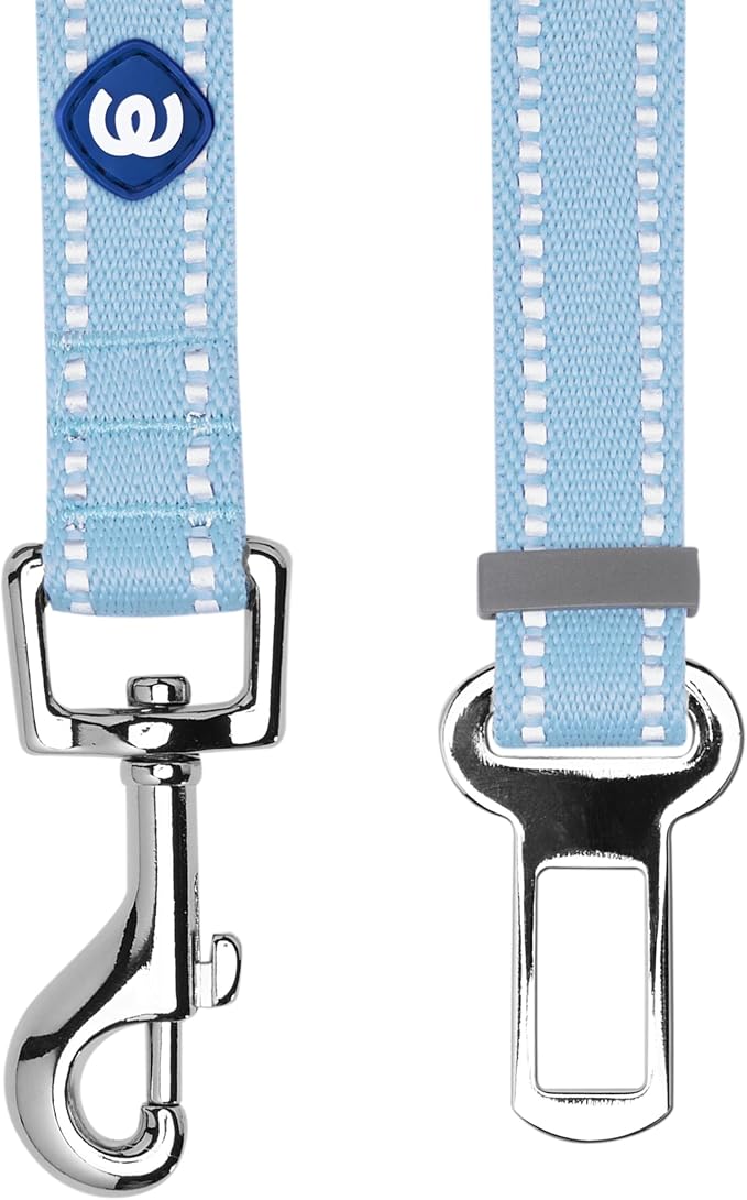 Blueberry Pet Pastel Colored Reflective Dog Harness with Seatbelt Clip – Adjustable No-Pull Pet Vest for Walking and Car Safety, Large Size in Baby Blue