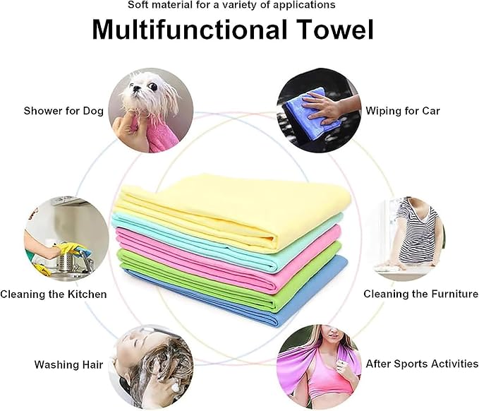 GabeFish Super Absorbent Shammy Dog Towels Quick Dry Eco-Friendly Soft Multifunctional Pets Cats Towel Packs Large 2PC