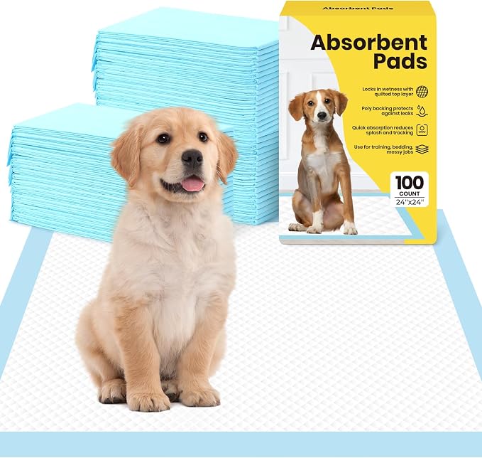 Dog Pee Pads: Super Absorbent & Leak-Proof Puppy Pads - Thicken Disposable Dog Training Pads Potty Pads for Dogs - Pee Pads for Doggie Cats Rabbits Quick Dry 24''x24'' Pack of 100