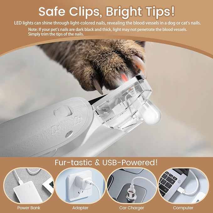 2-in-1 Dog & Cat Nail Clippers & Trimmers, IPX7 Waterproof