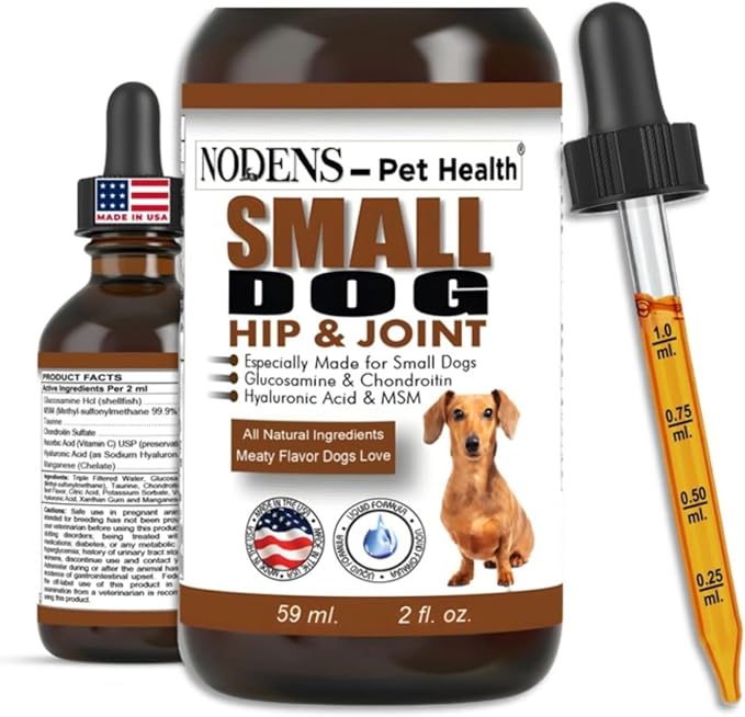 NODENS Small Dog Hip and Joint Liquid Glucosamine for Dogs with Chondroitin