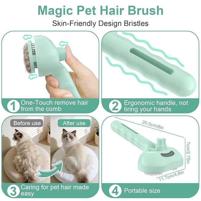 Cat Brush Dog Brush for Shedding, Green