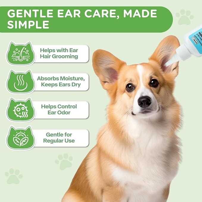 Dog Ear Powder Set with 5 Inch Hemostat & Paw Trimmer, 1.76oz/50g