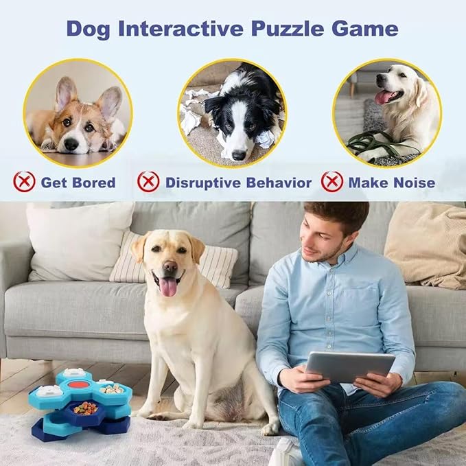 4-Level Interactive Slow Feeder Dog Bowl - Multi-Layer Puzzle Toy with Non-Slip Base, Mental Enrichment Feeder to Prevent Fast Eating, Anxiety & Bloat for Small Medium Large Dogs