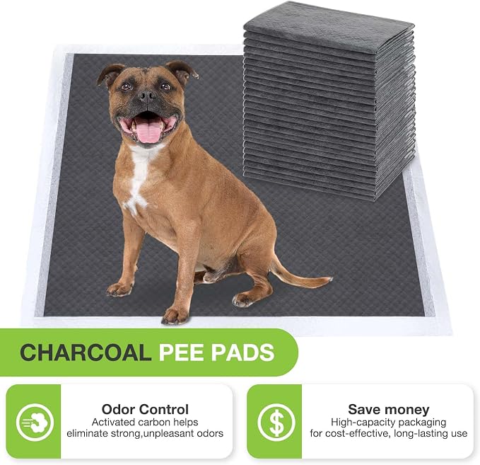 Jollywoods Disposable Dog Pee Pads, 24" x 36" Odor-Control Bamboo Charcoal Fiber Puppy Pads, Super Absorbent & Leak Proof Pet Training Pads, Quick Dry for Dogs, Cats and Rabbits - 20 Counts