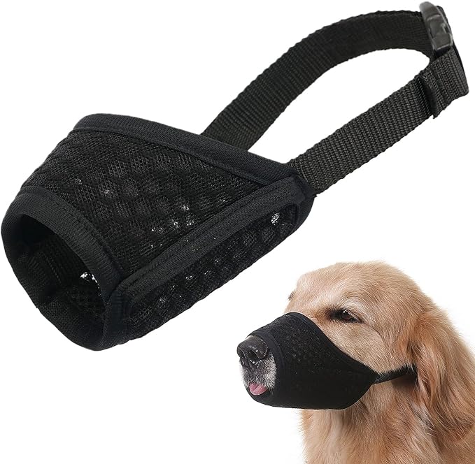 Dog Muzzle, Puppy Soft Mesh Muzzles for Grooming Biting Chewing | Breathable Muzzle for Large Dogs Labrador Retriever, For Vet Visits, Nail Trimming, Allows Panting Drinking | Black, XL