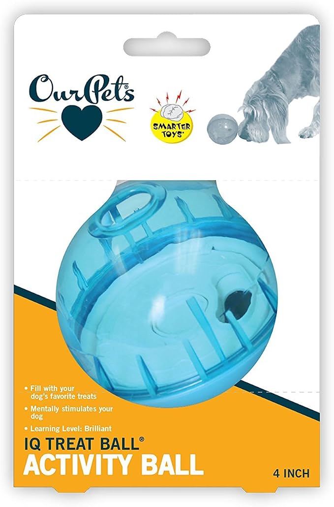 OurPets IQ Treat Ball Interactive Food Dispensing Dog Toy, 4 Inches (2 Pack)(colors may vary)