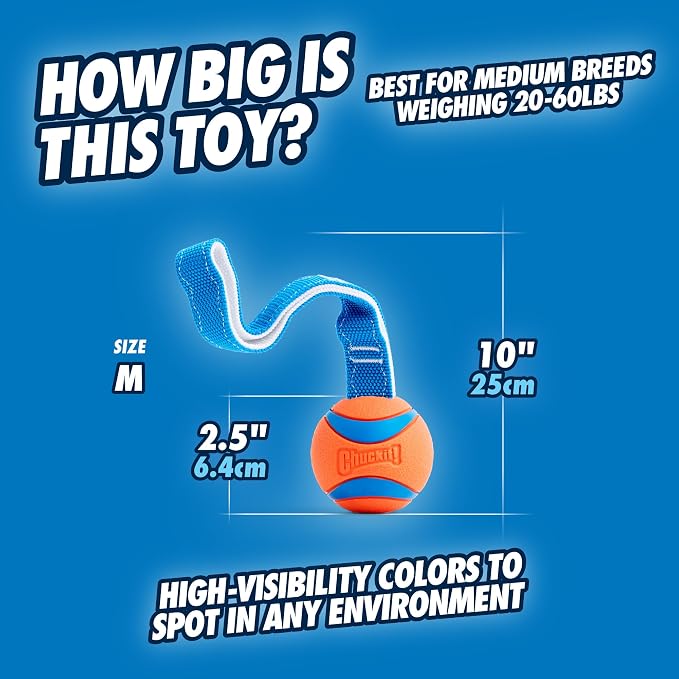 Chuckit! Ultra Tug Dog Toy, Medium, Fetch & Tug Ball for Dogs 20-60 Pounds | A Fun Toy for Interactive Play with Your Dog