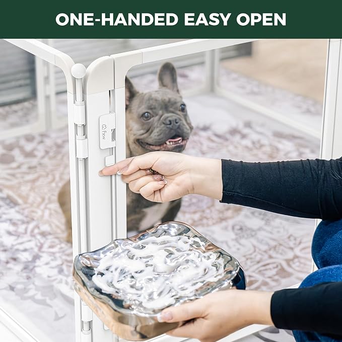 FXW AuraSpace Pro Acrylic Indoor Dog Playpen, Heavy-Duty with Metal Frame, 24" Height 8 Panels for Puppies & Small Dogs, White│Patented