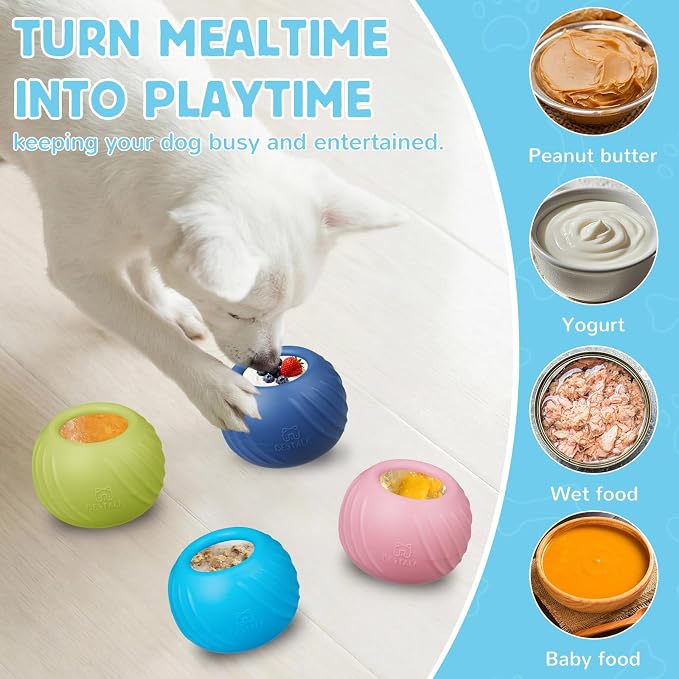 Long-Lasting Dog Lick Toy, Wobbly Dog Enrichment Lick Bowl to Keep Dogs Busy, Interactive Stuffable Dog Treat Feeder for Boredom, Silicone Treat Dispensing Chew Toy(Light Blue,M)