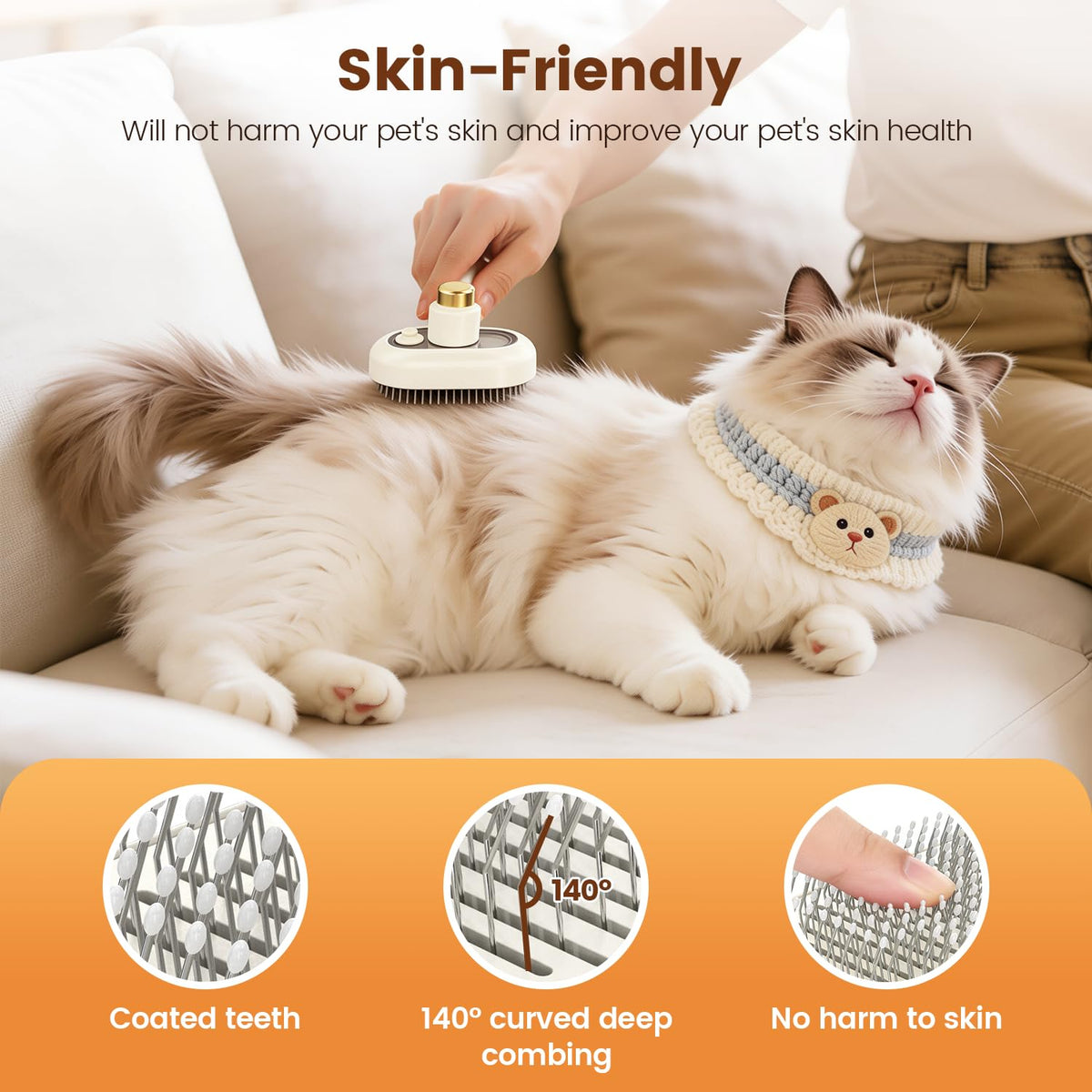 Glendan Pet Steam Brush for Dogs & Cats