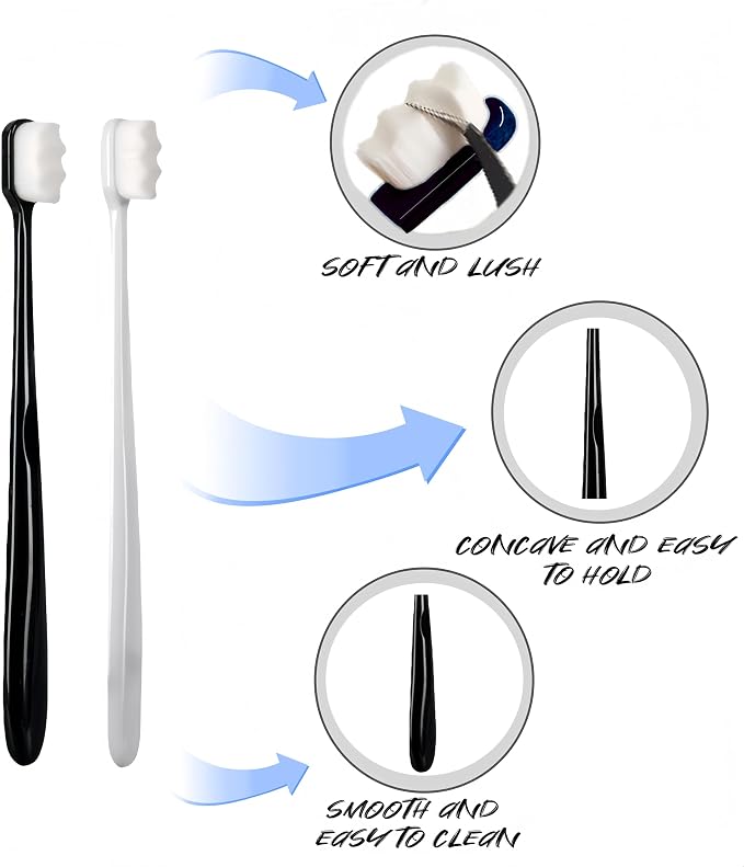 CGO Large Canine Toothbrush 4-piece Set with Ultra-Soft Wavy bristles Design, Gentle Cleaning, Suitable for Large Dogs to Carry During Travel. Includes 4 Individually Packaged toothbrushes