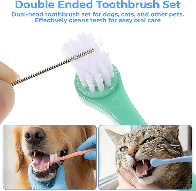 8Pcs Dog Toothbrush Set Small Cat Toothbrush Dual Headed Pet Tooth Brushes Mini Head Soft Dog Cat Tooth Brush for Small to Large Dogs Cats and Most Pets Teeth Brush Easy to Use