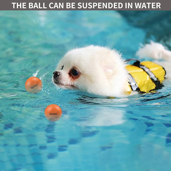 Dog Balls Indestructible, Solid Rubber Bouncy, Small Breed, Orange, 2in