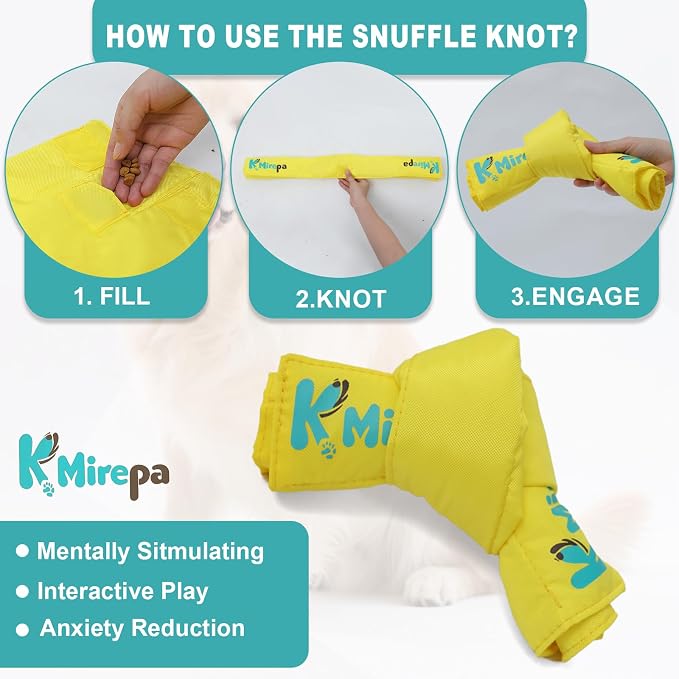 Snuffle Knot for Dogs - Dog Snuffle Toy, Interactive Dog Toys Encourage Natural Foraging Skills, Hiding Food Chew Toys with 10 Pockets