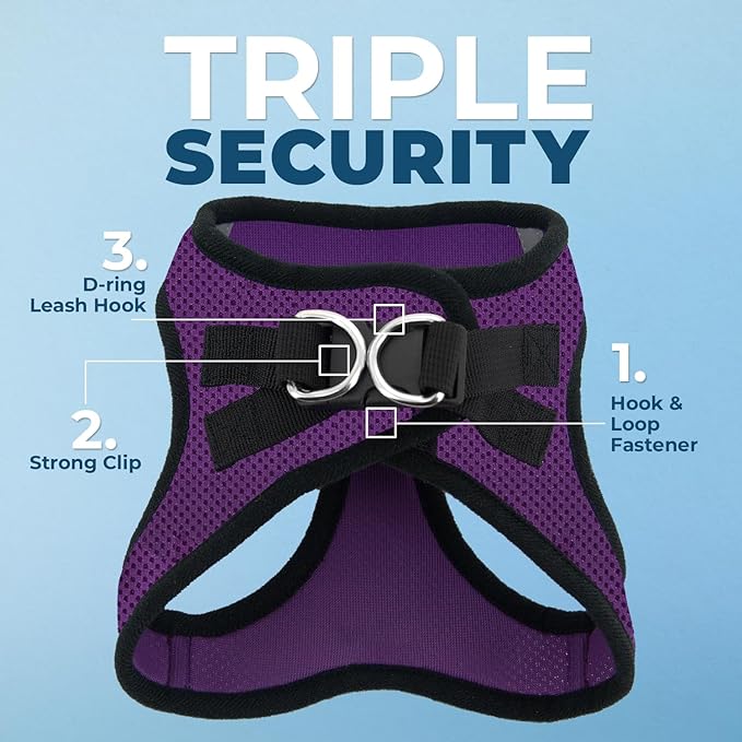 Voyager Step-in Air Dog Vest Harness - Purple/Black Trim, Medium | 16 - 18" in Chest, Reflective Bands, All Weather Breathable Air Mesh, Cats Compatible, Lightweight, Fast Drying