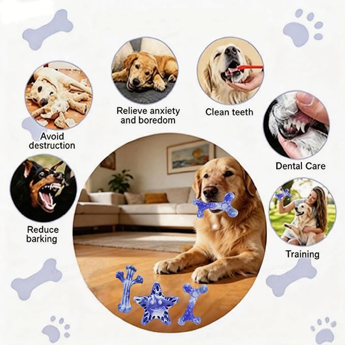 YINEYA Dog Toys for Aggressive Chewers, 3-Pack Tough Dog Chew Toys | Dog Teething Toy for Medium Large to Keep Them Busy, Indestructible Dog Toy Long Lasting, Purple, Beef Flavor