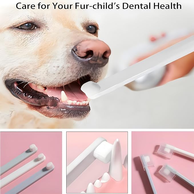 LINGXIYA Pet Toothbrush, Extra Soft Dog & Cat Toothbrushes Dental Cleaning Brushes for Puppy Small Pet and Cat Dogs Teeth Dental Health 3 Pack Kit (White/Green/Pink)