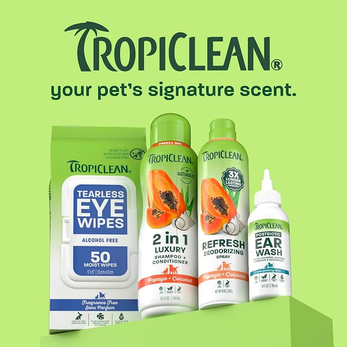 TropiClean Tearless Dog Eye Wipes, 50ct