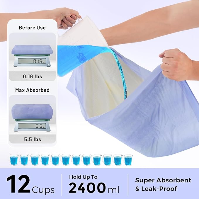 ZOMISIA 3D-Barrier Puppy Pee Pads for Dogs, 12 Cups Absorb & Rise Puffy Gel-Wall Leak-Proof, 26"x30" 50 Counts + 8 Pet Urine Test Strips, Super Absorbent Disposable Potty Training Pads