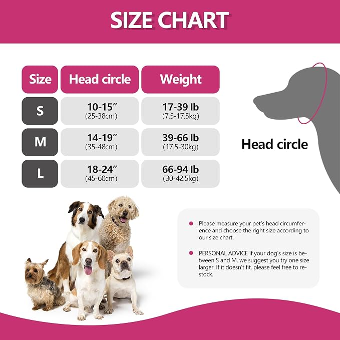 Waterproof Dog Bath Ear Covers & Calming Dog Snood – Aimosheng Reusable, Adjustable Anxiety Relief for Swimming, Grooming, Thunder & Fireworks Fuchsia S