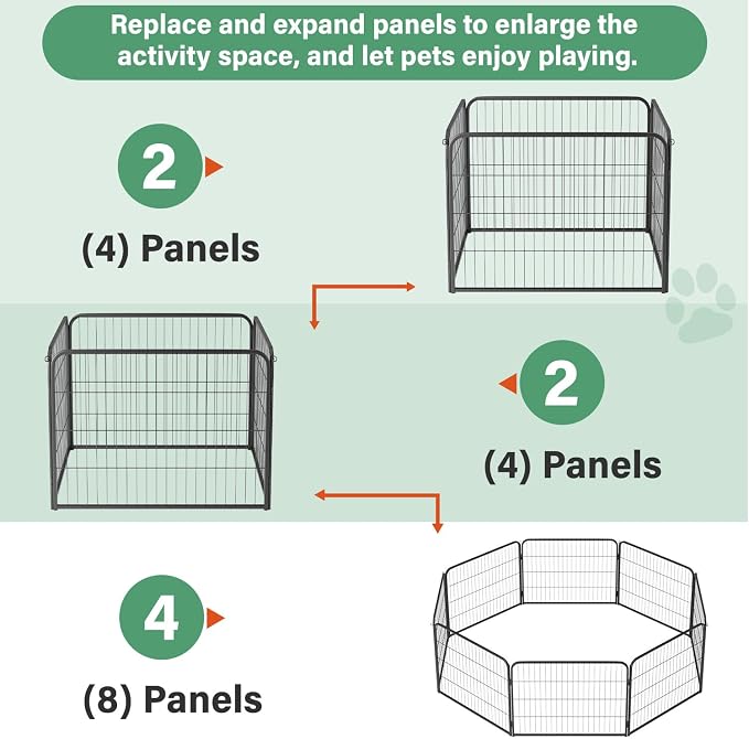 FDW Dog Playpen Kennel, 24in 4 Panels, Black