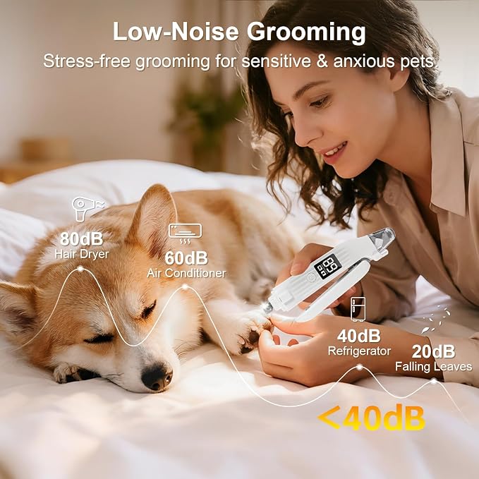 2-in-1 Dog Nail Clippers with Light & Grinder, USB Rechargeable