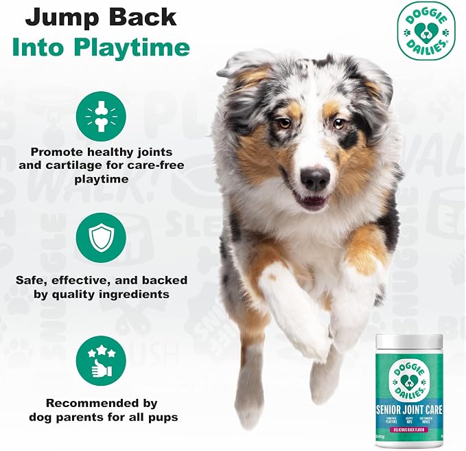 Doggie Dailies Senior Hip & Joint Chews for Dogs, Duck Flavored, 120 Count