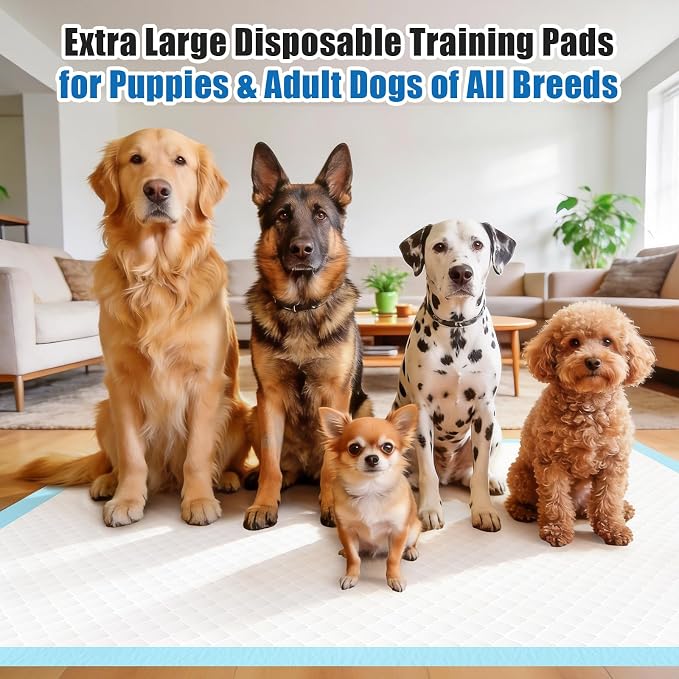 VISRIE 100 Pack 30"x36" Extra Large Dog Pee Pads - Super Absorbent & Leak-Proof Disposable Puppy Training Pads, Quick-Dry 5-Layer XL Potty Piddle Pads for Housebreaking & Crates