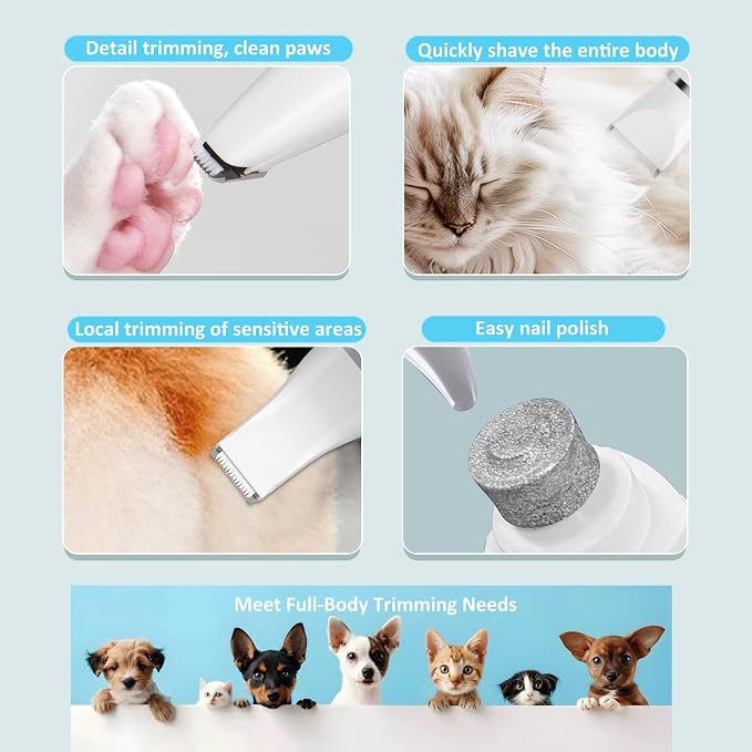 4-in-1 Dog Grooming Kit - Paw Trimmer & Nail Grinder