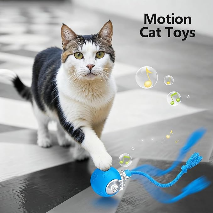 Speed 2.0 Tail Interactive Cat Toys, Rechargeable Ball for Indoor Cats | Motion-Activated Rolling Ball with Chirping Sounds, Cat Toys Interactive for Kittens and Adult Cats, Enrichment and Exercise