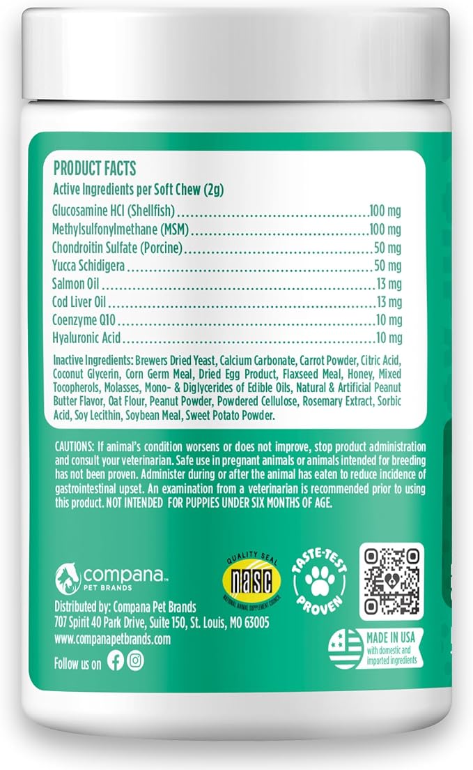 Doggie Dailies Hip & Joint Chews for Dogs, Peanut Butter Flavor, 225 Count