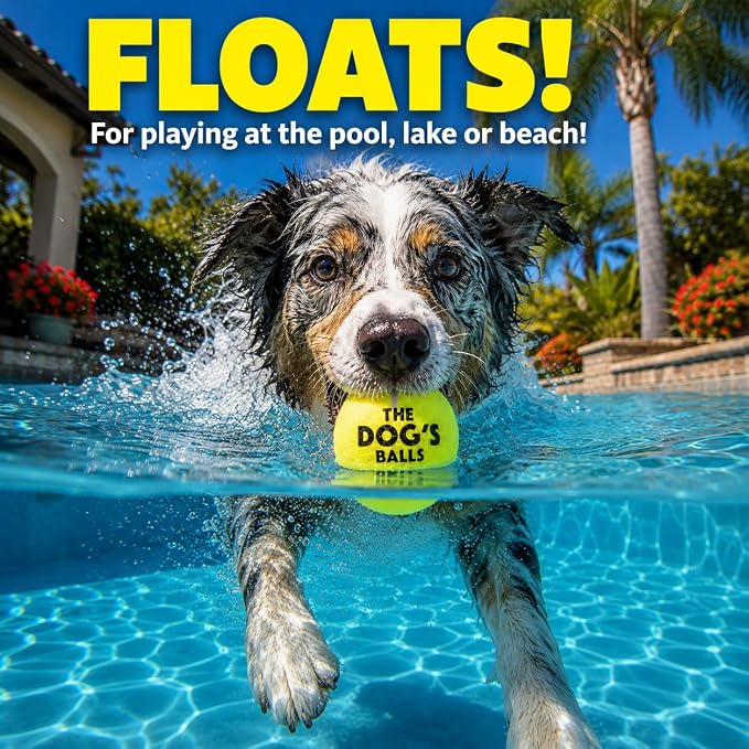 The Dog's Balls Dog Tennis Balls Tough 2.5" 12-Pack Yellow Floats in Water | Our fetch balls combine non-abrasive felt exterior and a thicker rubber core Durable Dog Toy for Outdoor Play & Training
