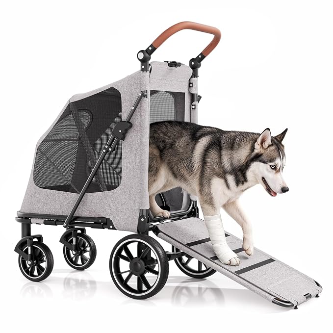 MoNiBloom Large Pet Stroller - Mobility Aid, up to 99lbs, Anti-Slip Ramp