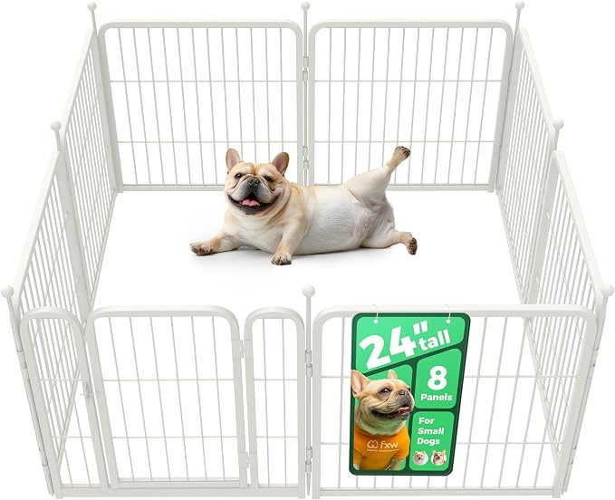 FXW Rollick Unleashed Dog Playpen, 24in, 8 Panels, Small/Puppy, White