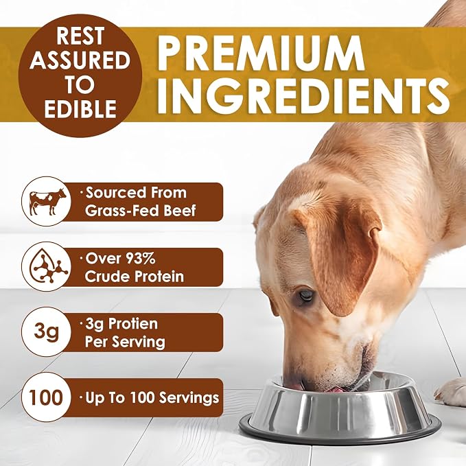 Zammex Grass-Fed Beef Bone Broth Protein Powder for Dogs & Cats - Joint & Bone Support, Gut Health & Immune Support, Healthy Fur Enhancer, Pet Food Topper for Dry & Wet Food, 10.58oz