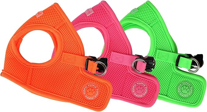 Puppia Neon Soft Vest Harness Step-in No Choke No Pull Walking Training for Small and Medium Dog, Green, X-Small