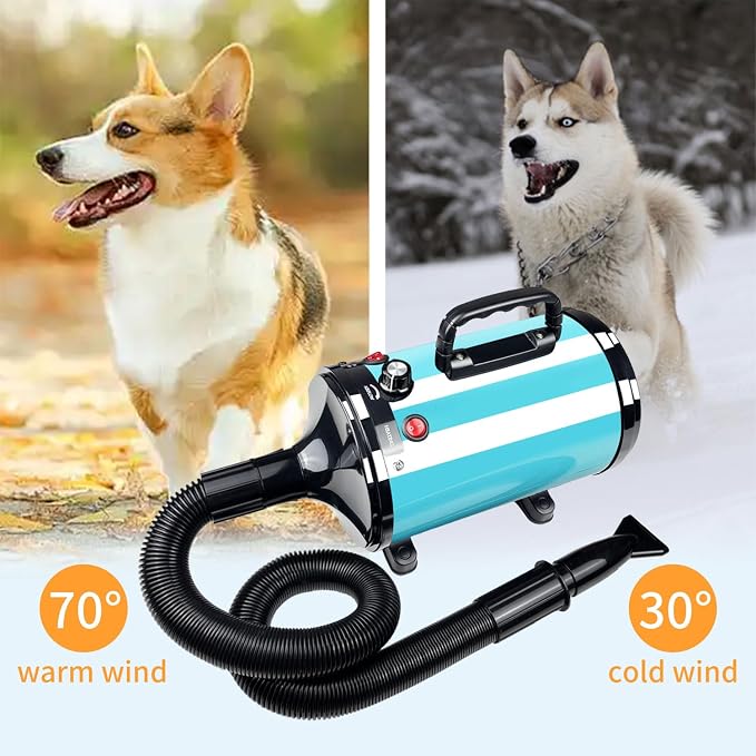 Dog Dryer,High Velocity Professional Dog Grooming Dryer | Adjustable Temperature and Speed with 4 Different Nozzles